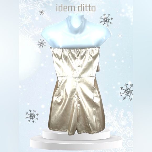 idem ditto | Champagne Gold Crinkle Romper | NWT! - Picture 3 of 7